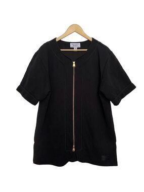 CROOKS and castles black jacket short sleeves black quilted sweater large zip up